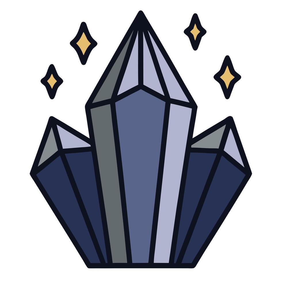 Magical Crystal Cluster Glowing with Celestial Stars vector