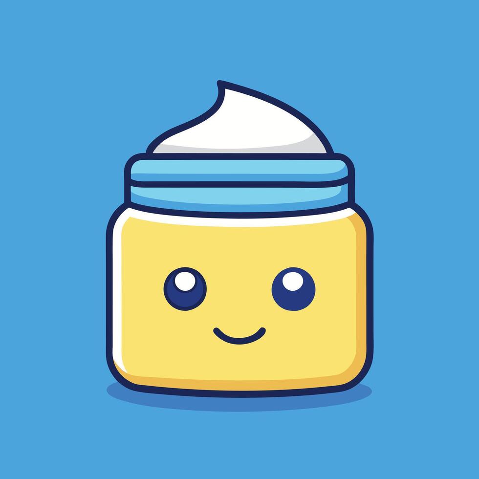 A cartoon jar of cream with a smiley face vector