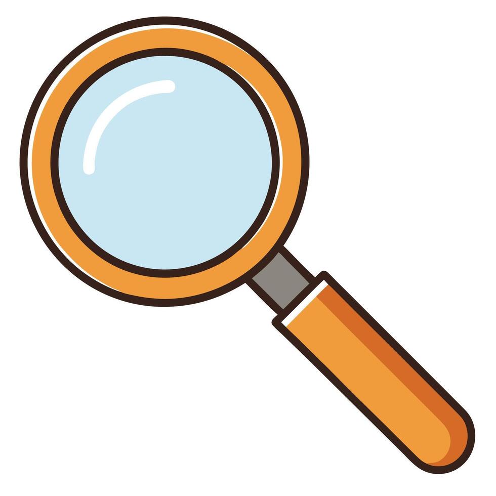A Simple Orange Magnifying Glass for Investigation and Exploration vector