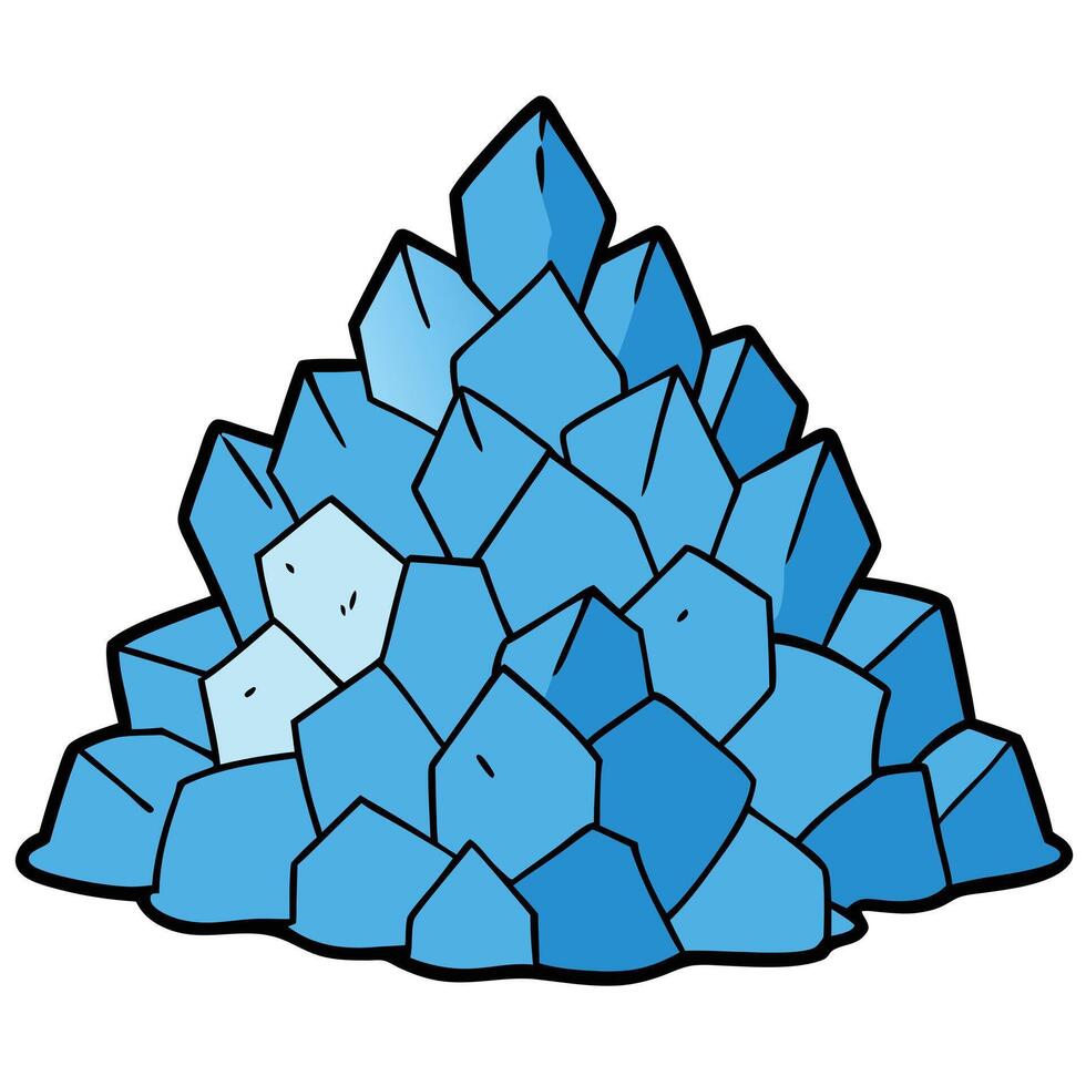 A Pile of Sparkling Blue Crystals Cartoon Illustration vector