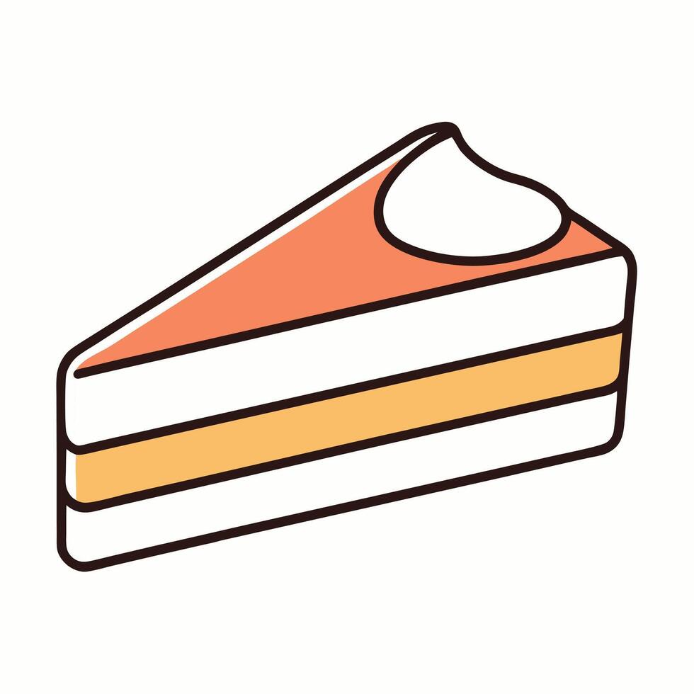 Delicious Three Layer Cake Slice with Creamy Topping A Sweet Treat for Dessert Lovers vector