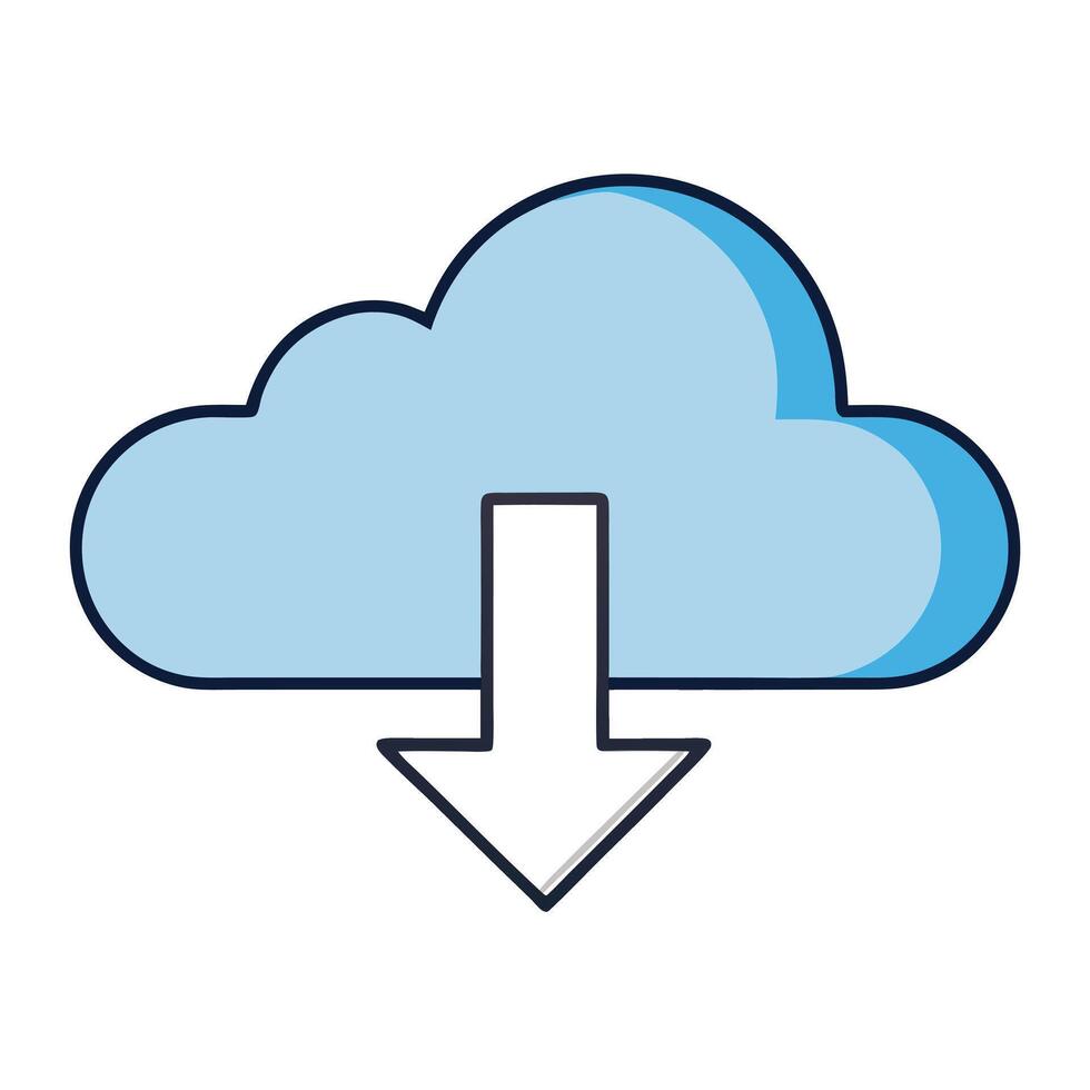 Cloud Download Icon Digital Data Transfer Network Storage Backup vector
