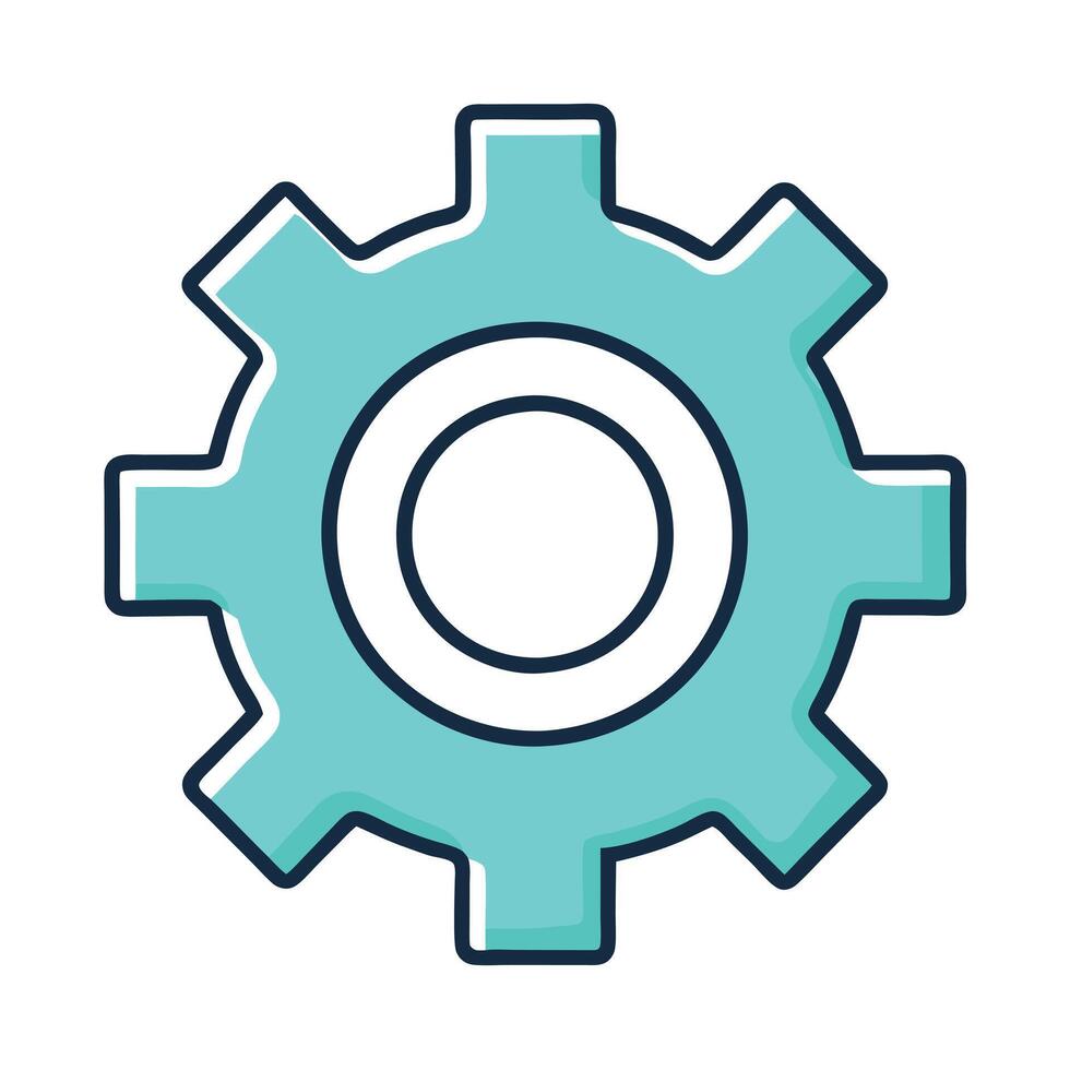 A Teal Gear Icon Representing Settings Configuration and Mechanical Processes vector