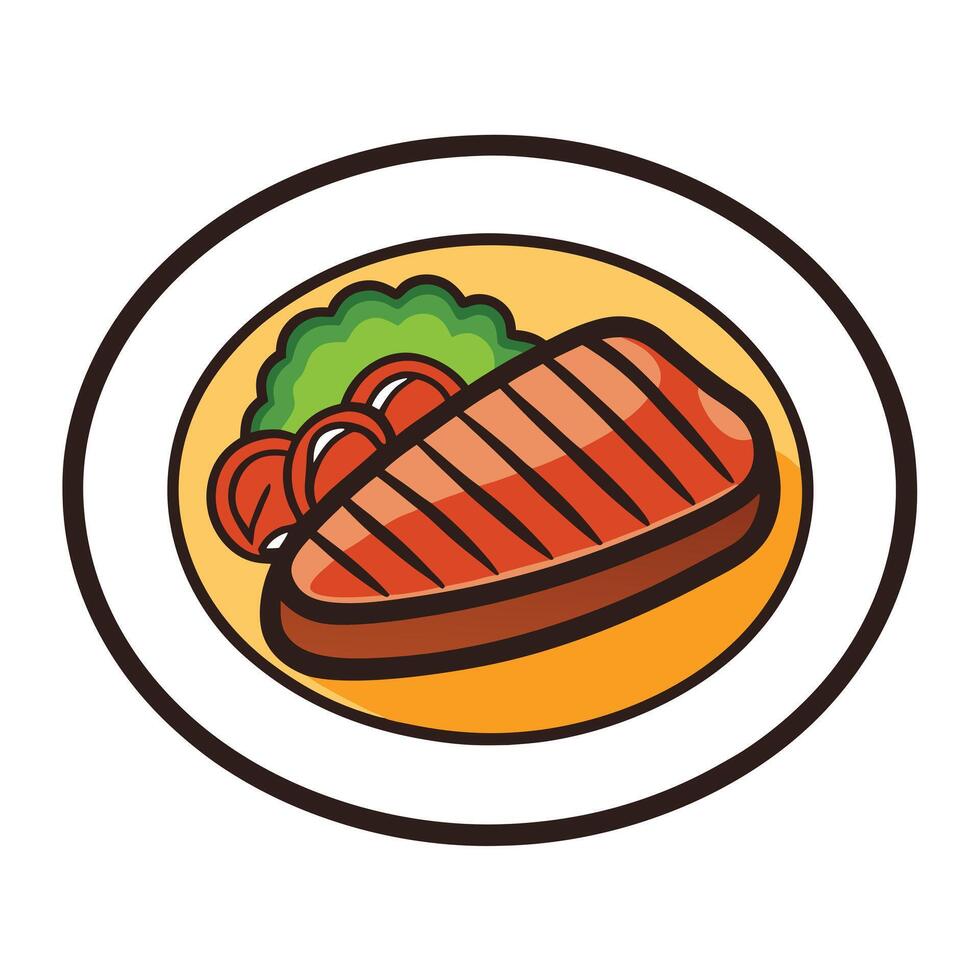 Delicious Grilled Steak Dinner with Side Salad on a Plate vector