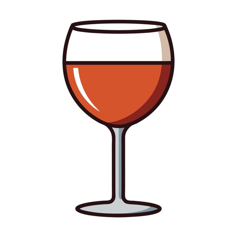 A Glass of Red Wine Illustration Cartoon Style Simple Design vector