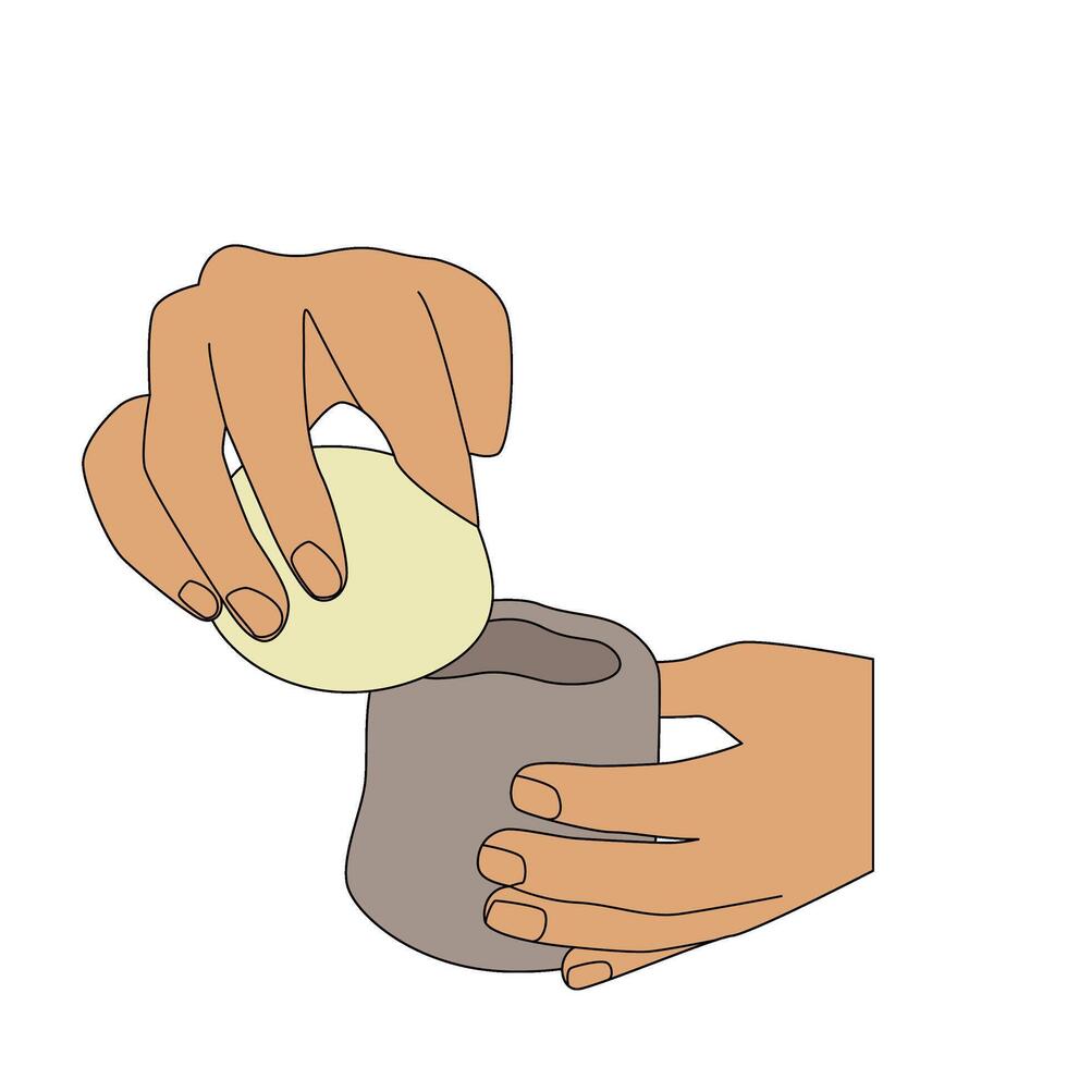 sponge smoothen clay cup hobby interest illustration vector