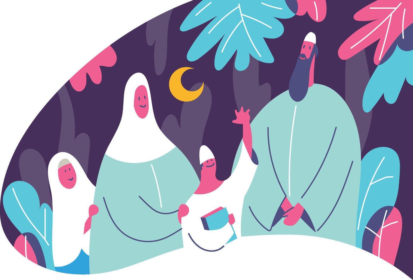 Illustration of a family in the forest vector