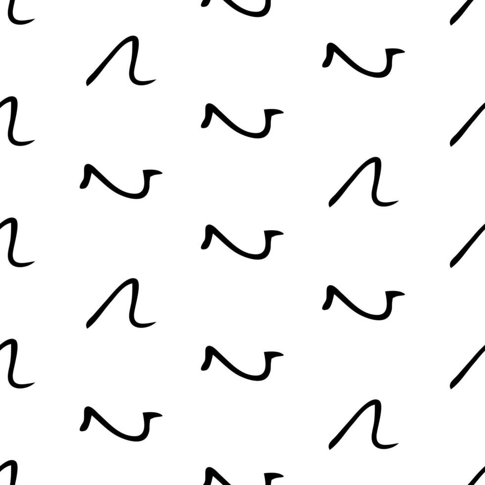 Seamless pattern with black sketch hand drawn squiggle on white background vector