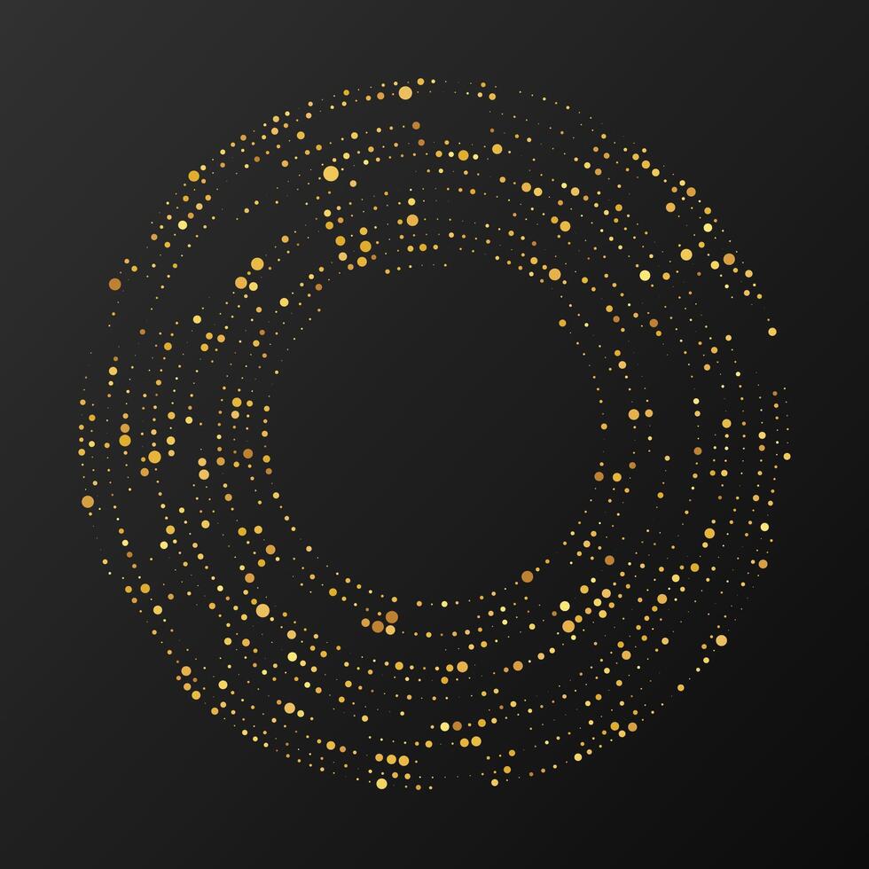 Abstract gold glowing halftone background. Gold glitter pattern in circle form. Circle halftone vector