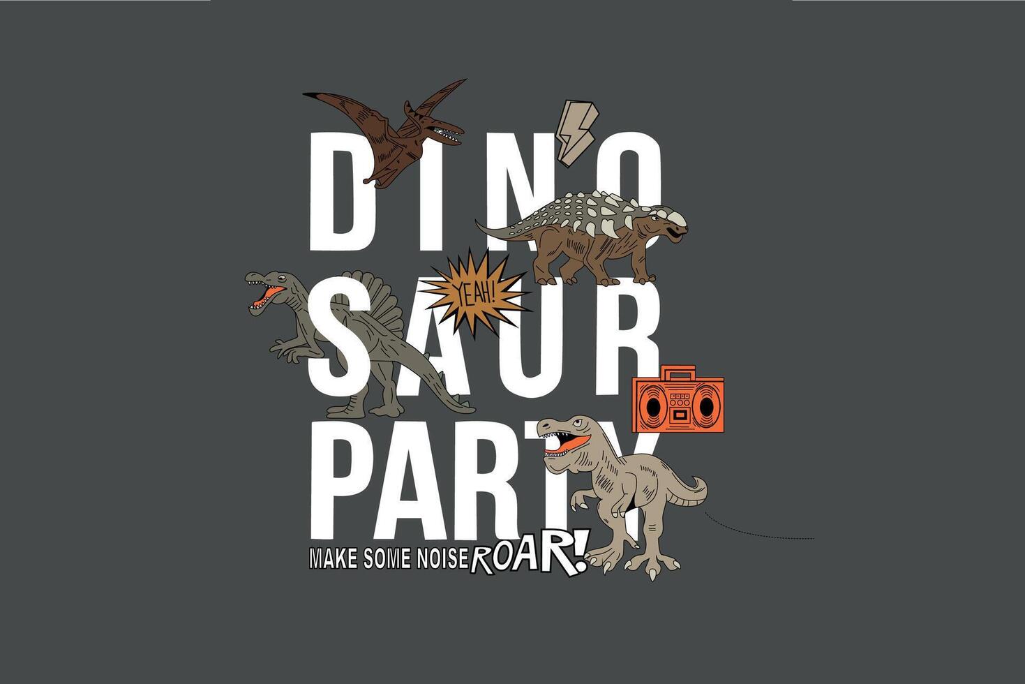 tee print design with triceratops drawing vector