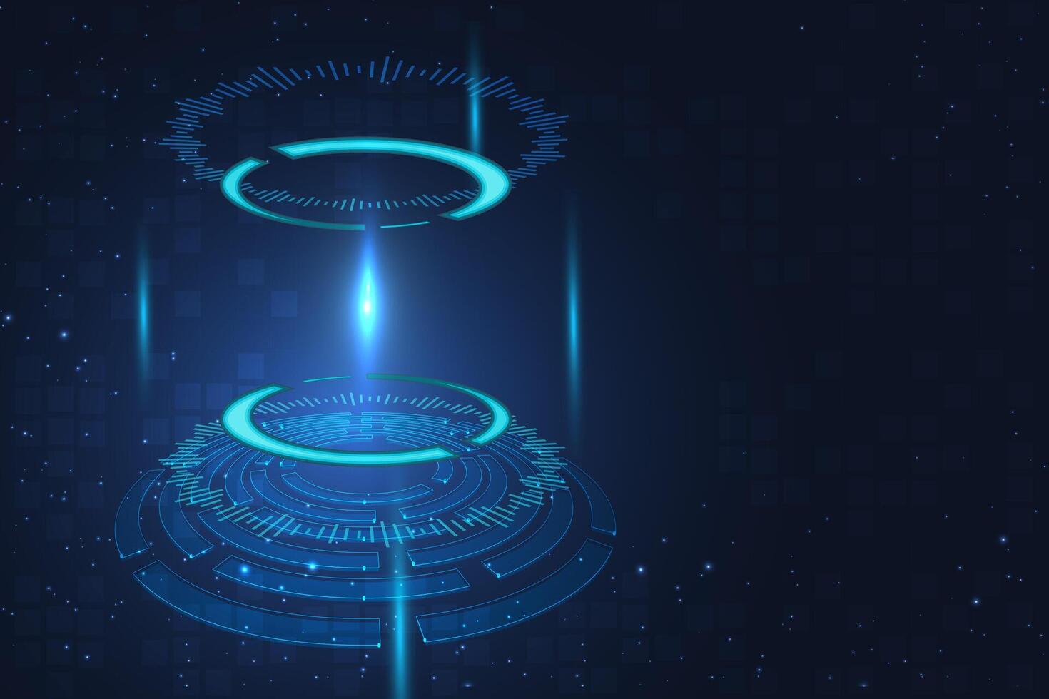 Futuristic Technology HUD Interface Elements with light effect. Big Data, Virtual Reality, Artificial Intelligence, Hologram Screen, Science Fiction, Security System. Illustration background vector