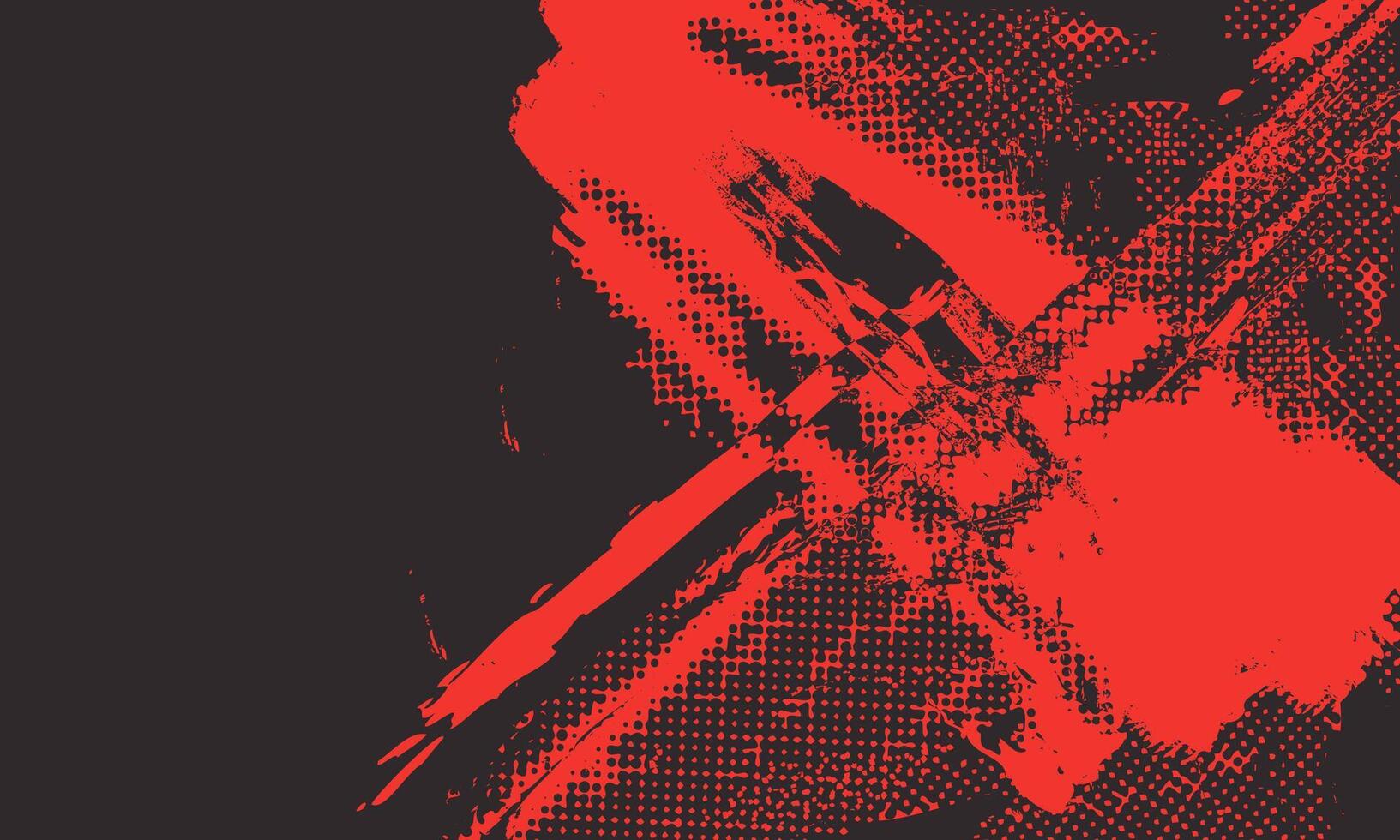 Red halftone dots bright color pattern gradient grunge texture on dark background. Dot pop art comic sport style illustration. vector