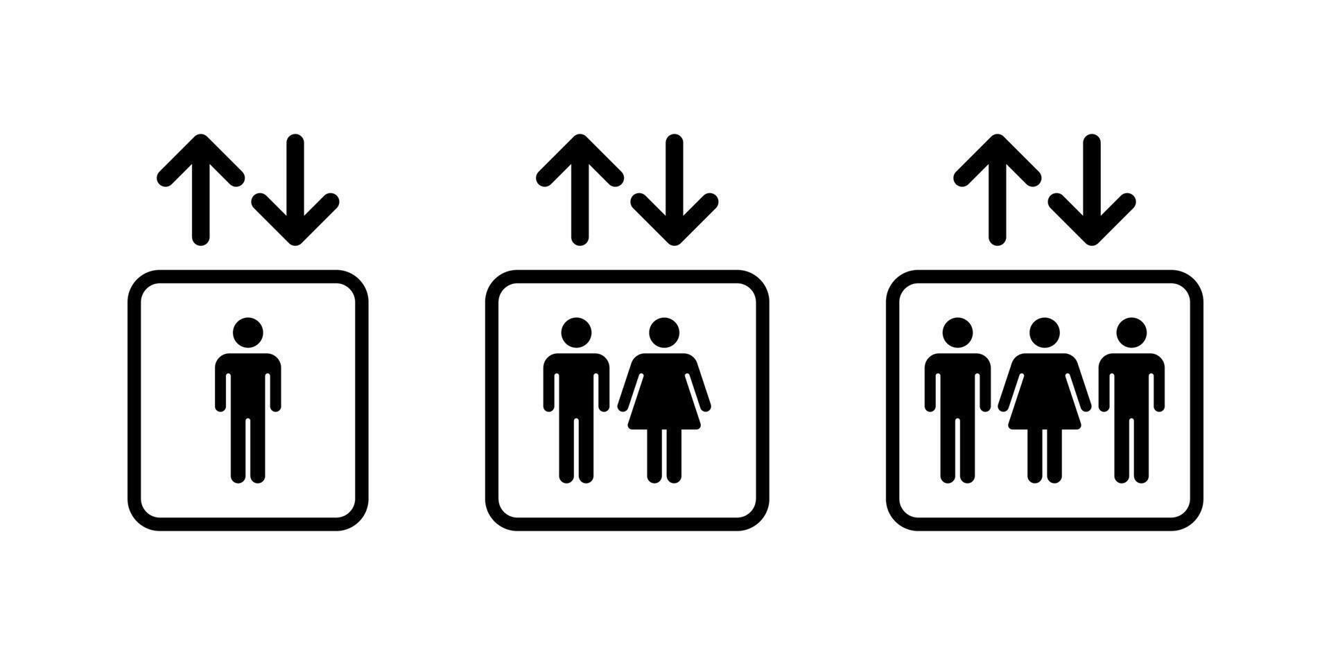 Elevator icon set. Lift icon set. Exit icon. Elevator sign symbol vector