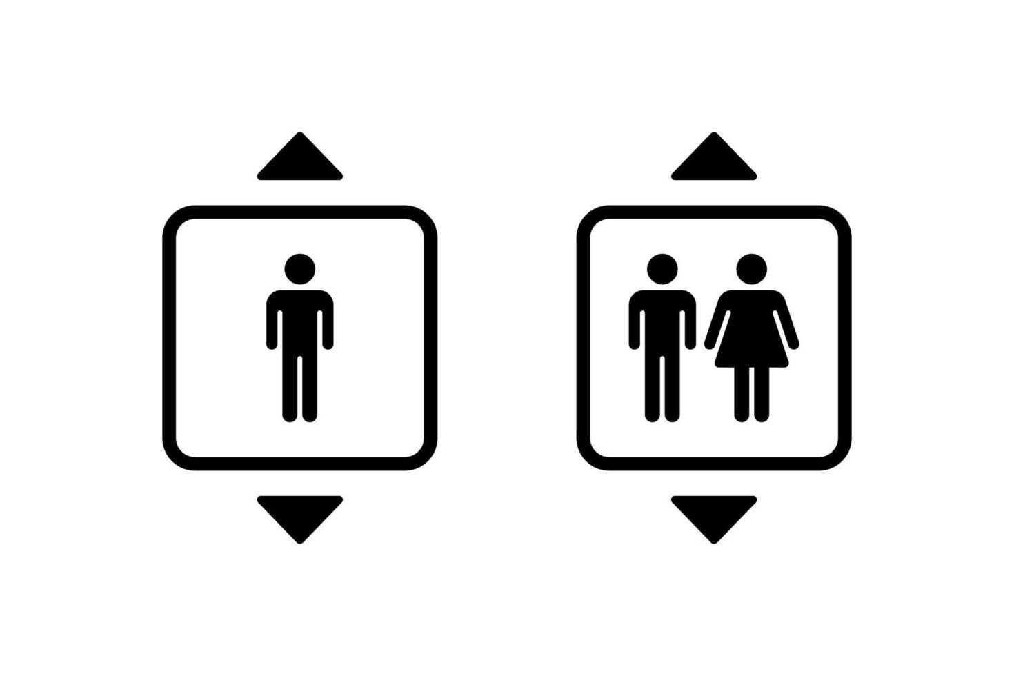 Elevator icon set. Elevator sign. Elevator lift icon man and woman and arrows up down icons vector