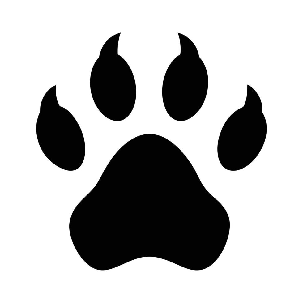 Black and White Paw Print Silhouette Ideal for Pet and Wildlife Themes. Adobe Illustrator Artwork vector