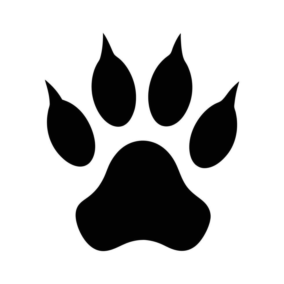 Simple Black Animal Paw Print Silhouette for Pet and Wildlife Designs. Adobe Illustrator Artwork vector