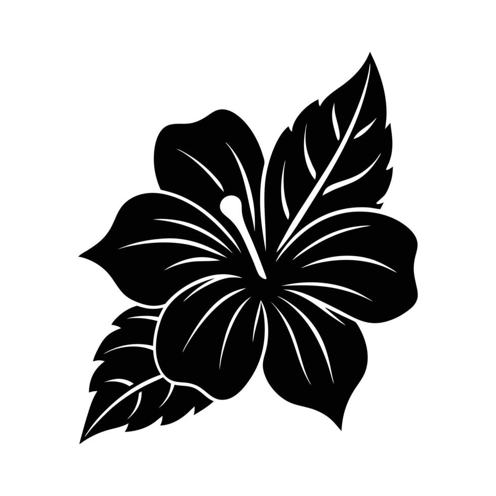 Minimalist Hibiscus Flower Icon in Black and White for Design Projects. Adobe Illustrator Artwork vector