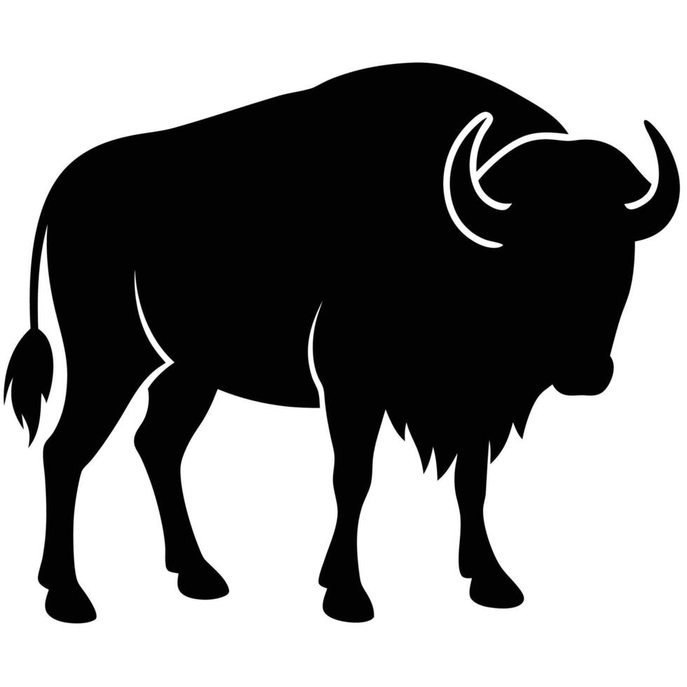 Buffalo Silhouette Art Icon in Minimal Style vector