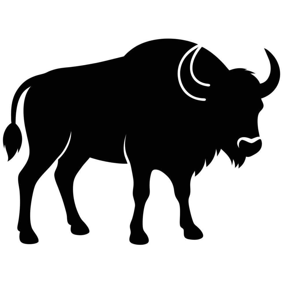 Buffalo Silhouette Art Icon with Minimal Outline vector
