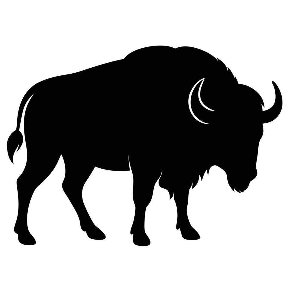 Buffalo Silhouette Art Icon in Strong Profile vector