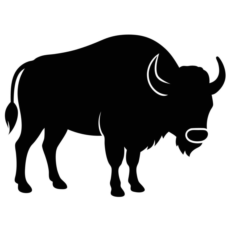 Buffalo Silhouette Art Icon in Creative Design vector