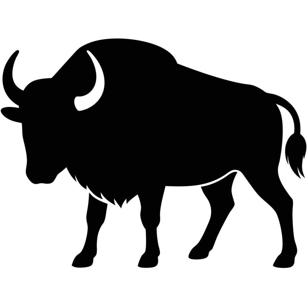 Buffalo Silhouette Art Icon with Bold Lines vector