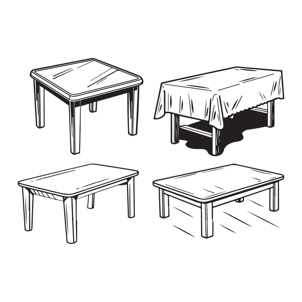 Table sketch of a kitchen vector