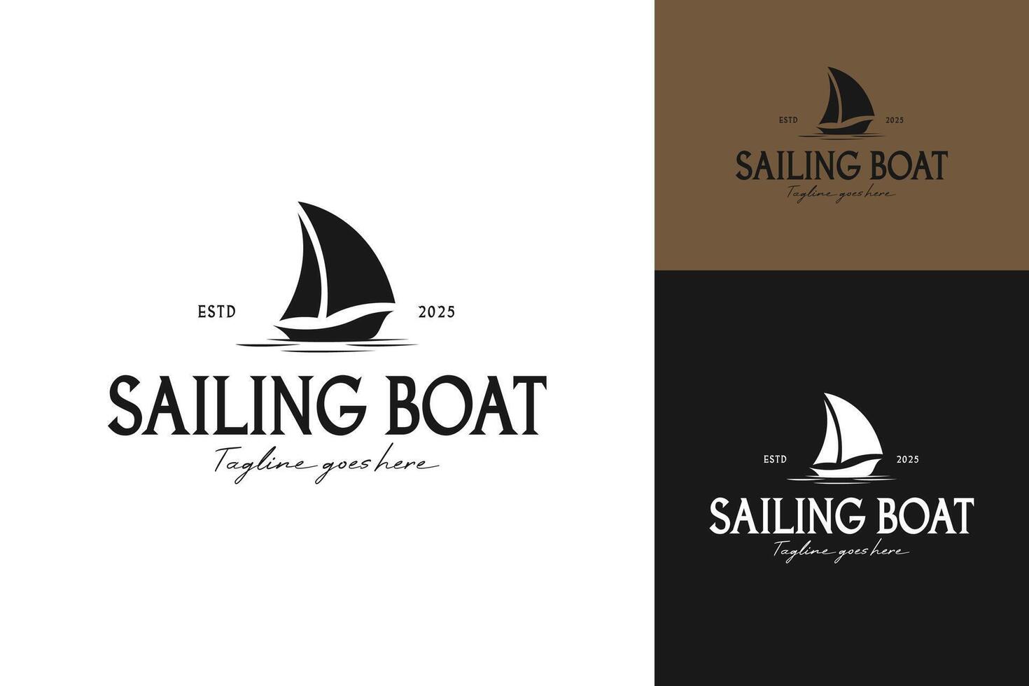 Sailing boat logo design template illustration idea vector