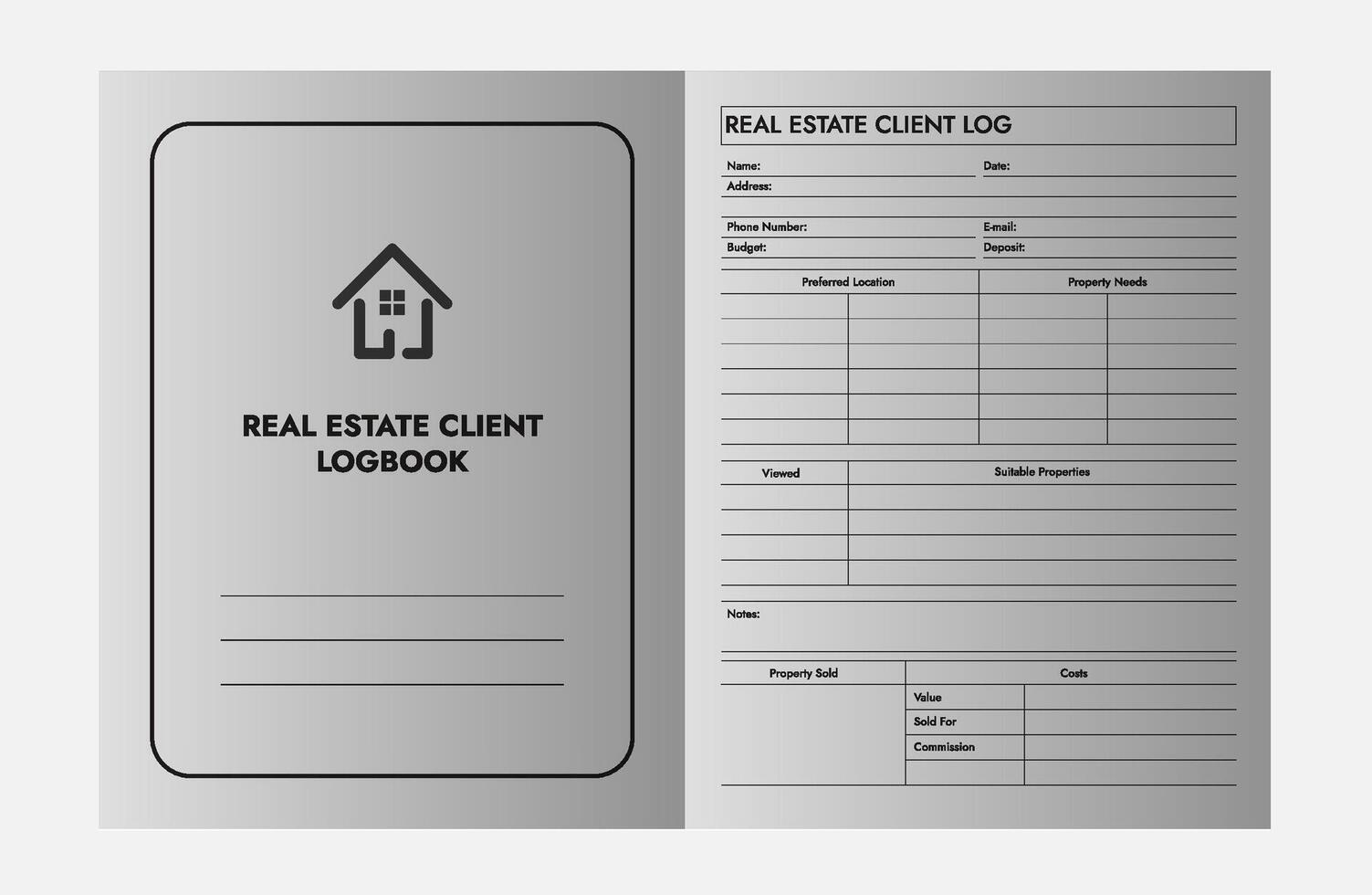 Real Estate Client Logbook Streamline Client Management and Boost Productivity vector