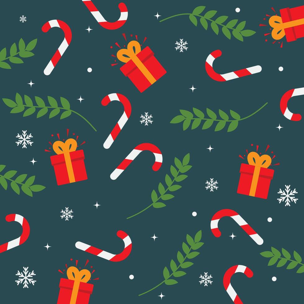 flat Christmas pattern of traditional decoration elements. vector
