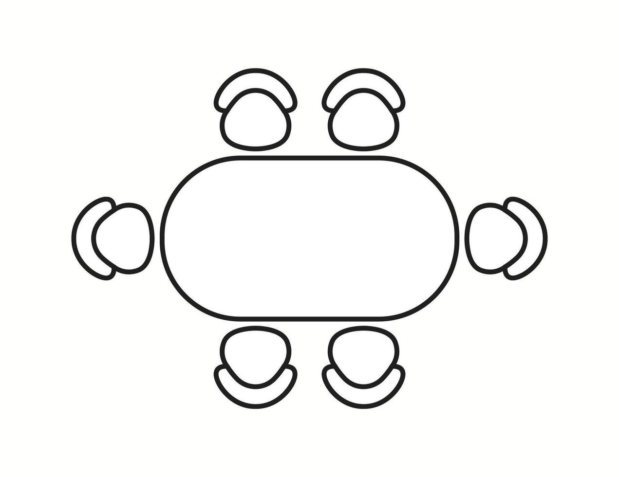 illustration of a round dining table with four chairs seen from the top. Ideal for home decor, interior design, and restaurant layout planning. vector