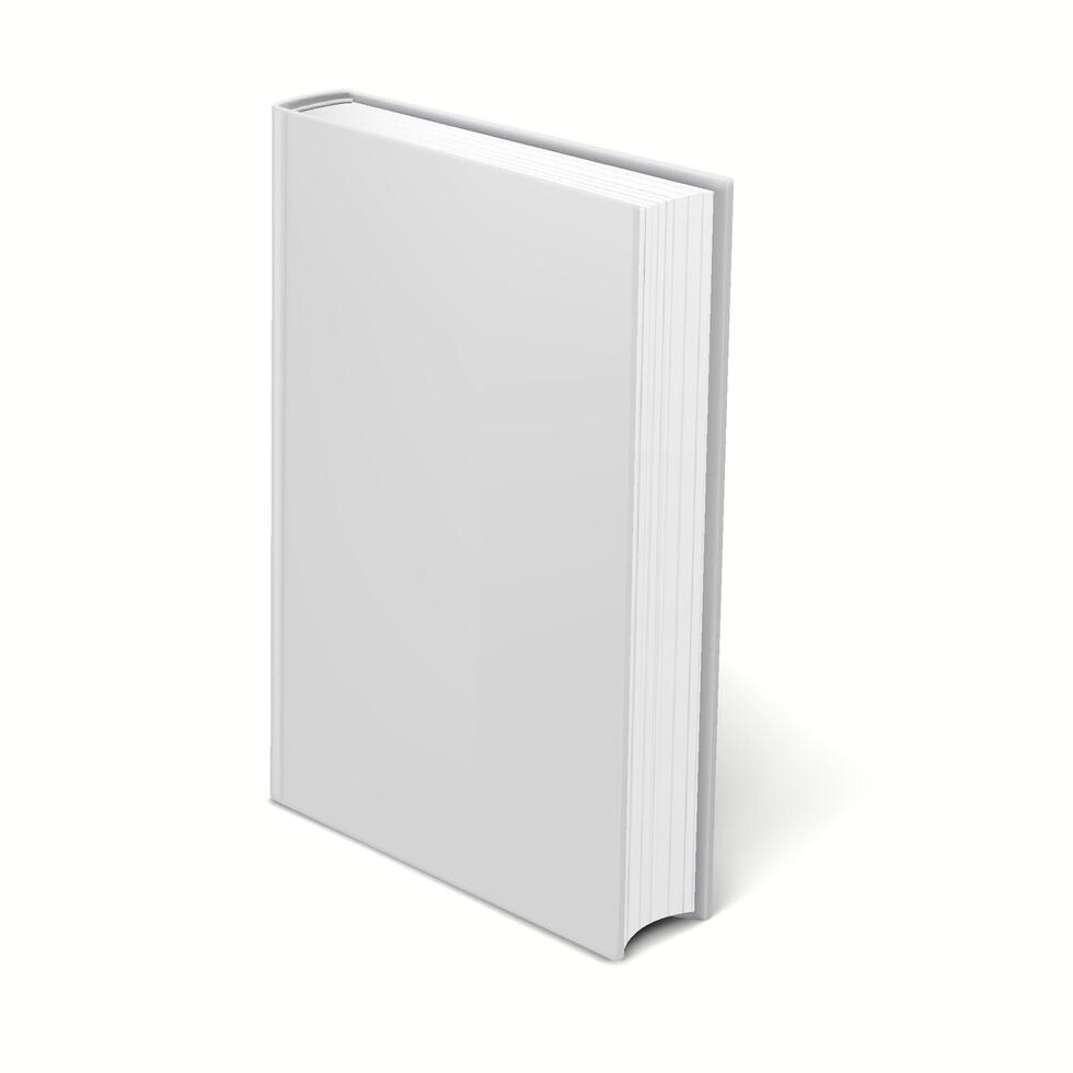 Realistic 3D mockup of a blank book showing different angles and views, perfect for displaying book designs. vector