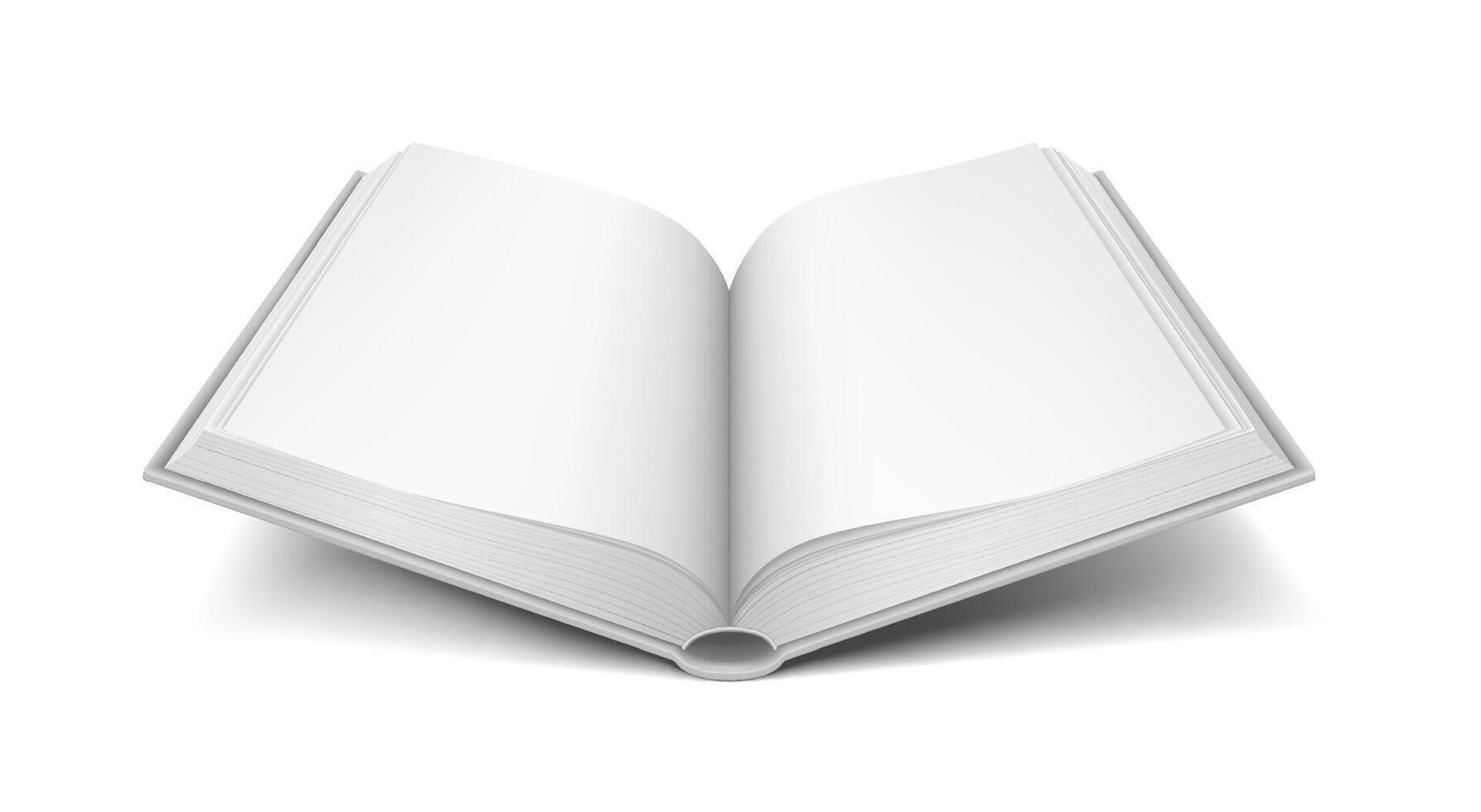 Realistic 3D mockup of a book with blank pages, perfect for displaying custom designs and layouts. vector