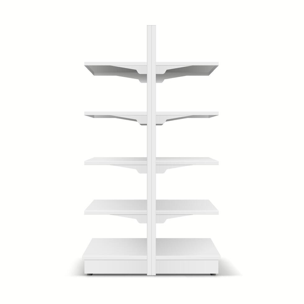 Realistic 3D mockup of an empty supermarket shelf, designed for product presentations. vector