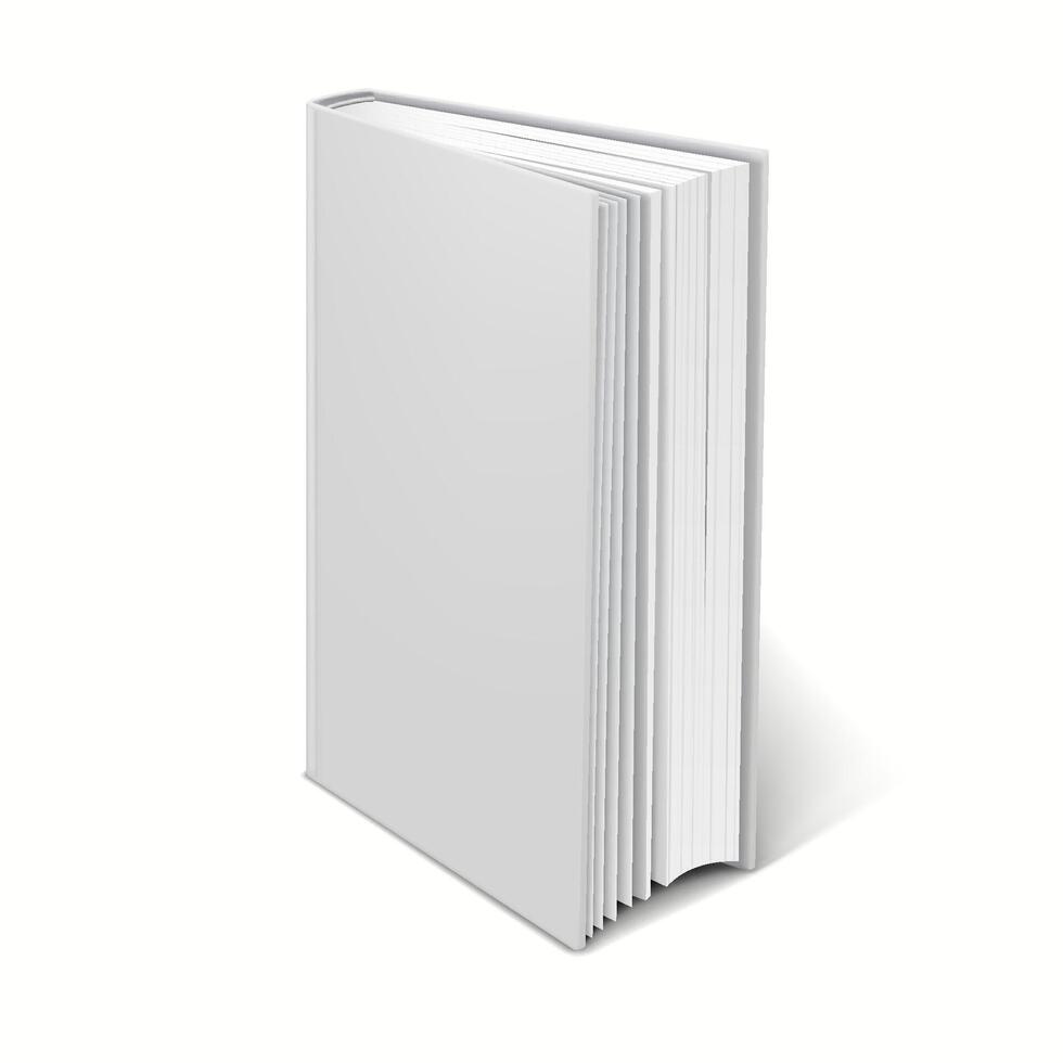 3D realistic softcover blank book mockup with a clean design and no visible text or images. vector
