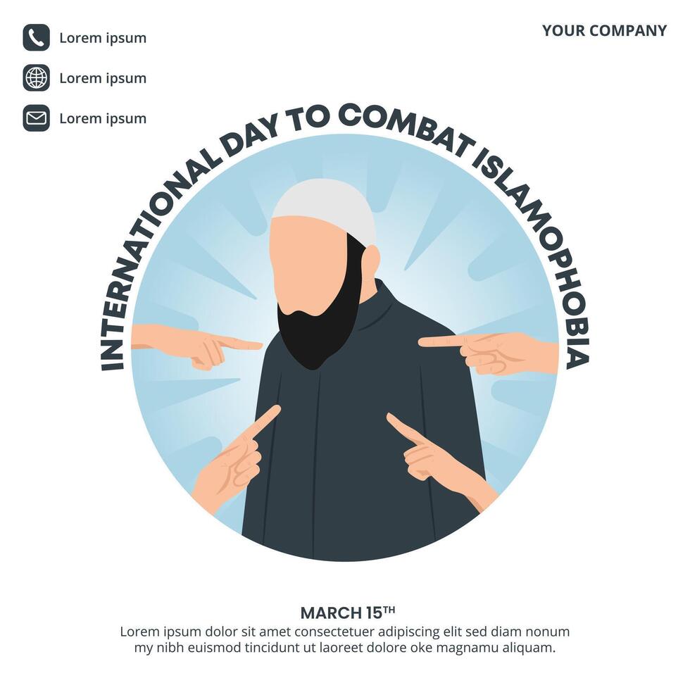 International Day To Combat Islamophobia design with Islamophobia illustration vector