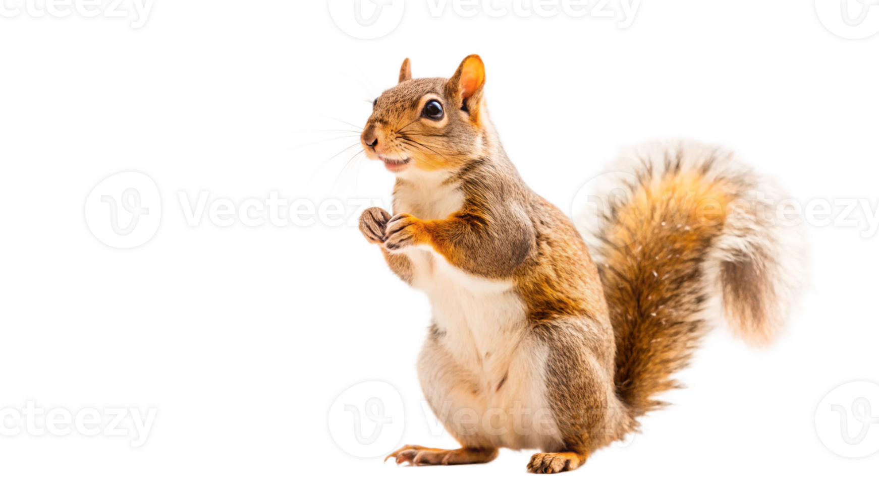 A squirrel standing on its hind legs with its tail up png