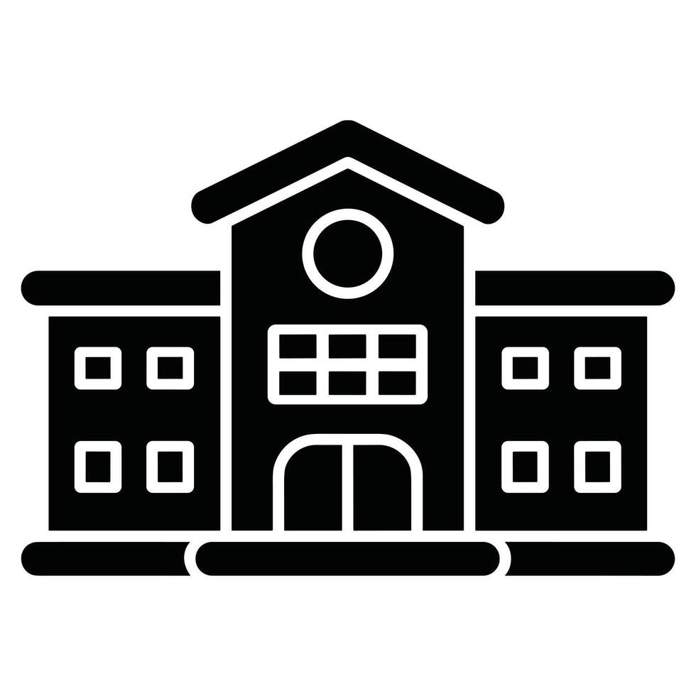 Simple Black and White School Building Icon vector