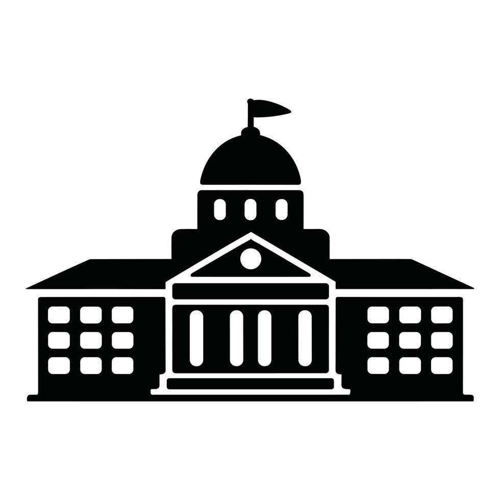Simple black and white illustration of a government building. vector