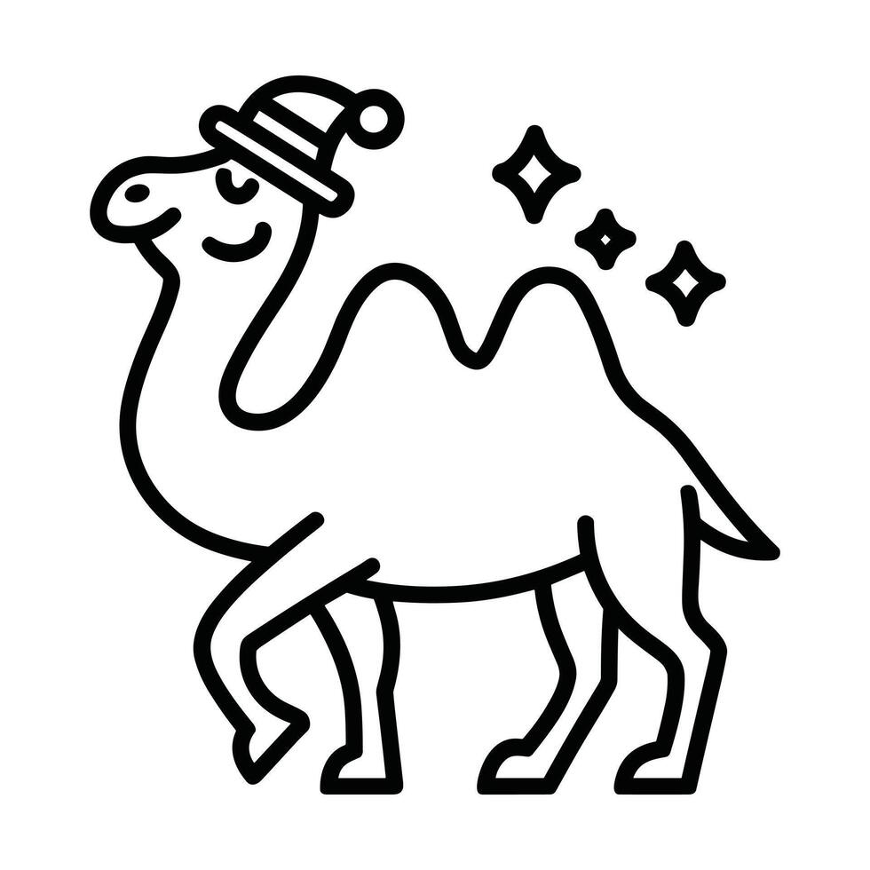Cute camel wearing a Christmas hat, radiating holiday cheer. vector