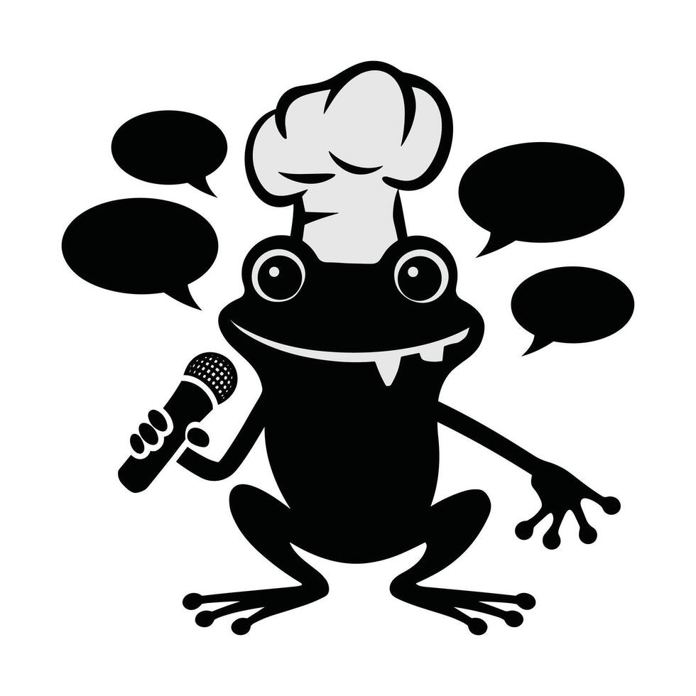 Fun Frog Chef Singing with Microphone vector