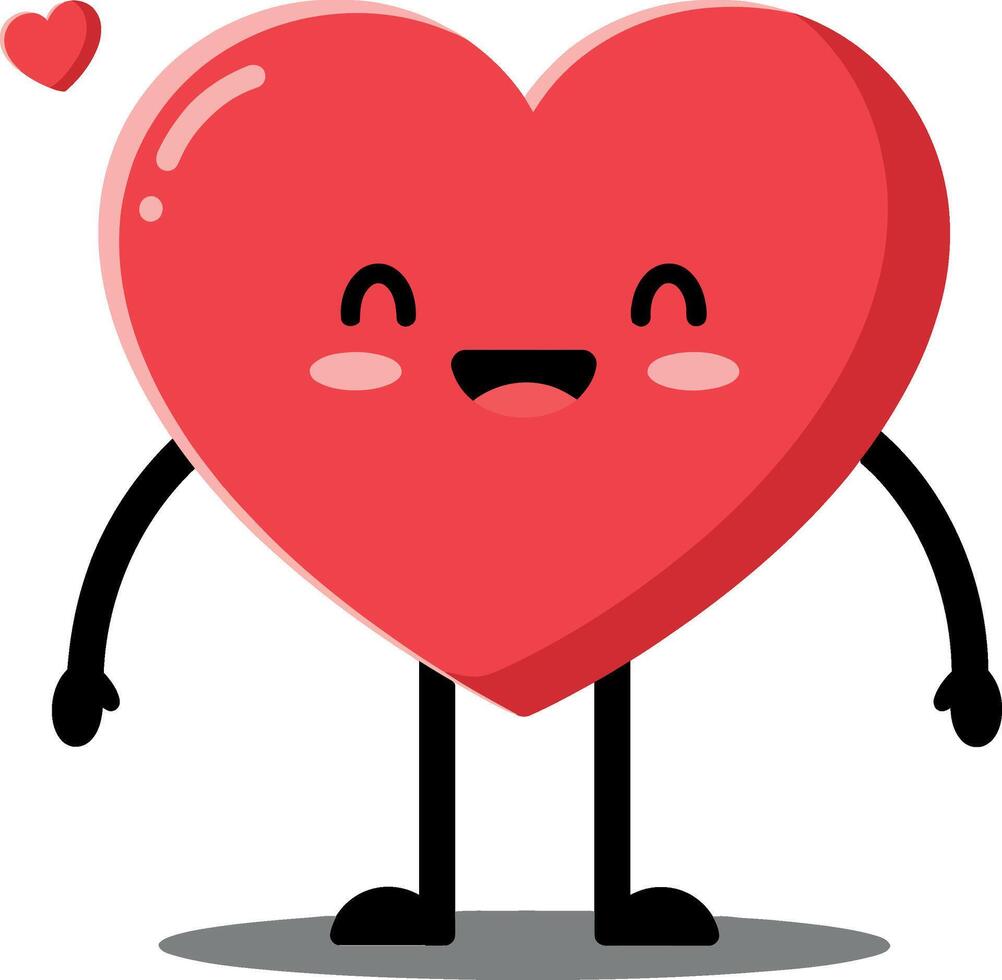 Smiling Red Heart Character with Arms and Legs in Minimalist Flat Art vector