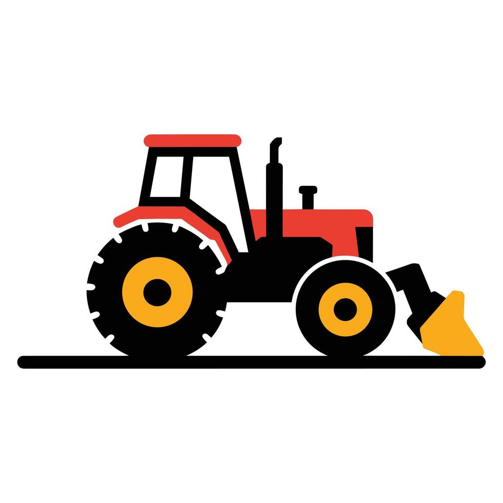 Simple Illustration of a Farm Tractor with a Backhoe Attachment vector