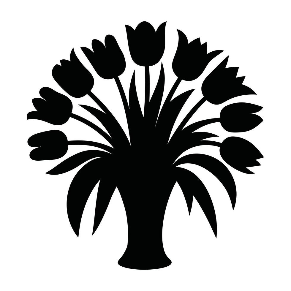 Elegant Black Silhouette of a Tulip Bouquet vector
