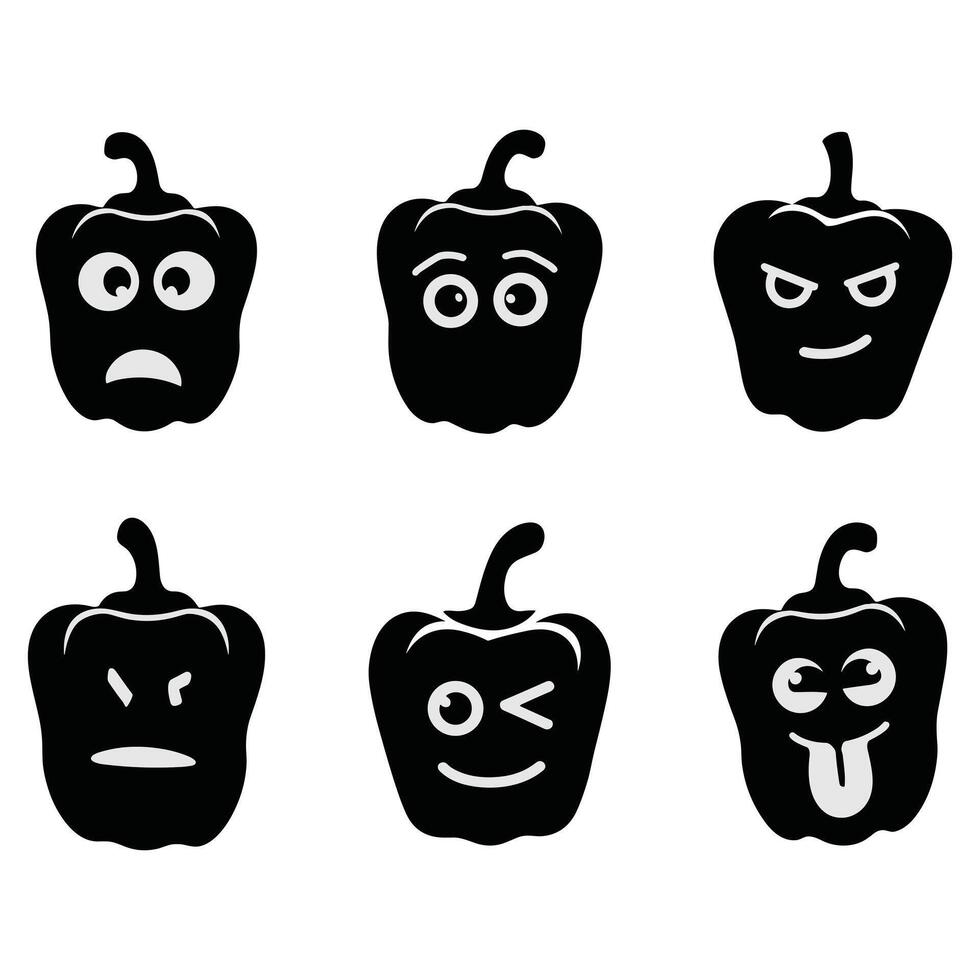 Six Black and White Pepper Emojis for Culinary or General Use vector