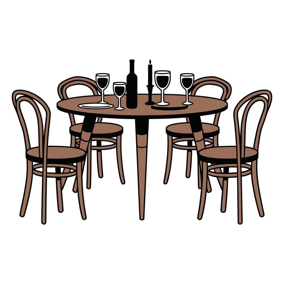 Stylish Dining Room Scene with Round Table and Chairs vector
