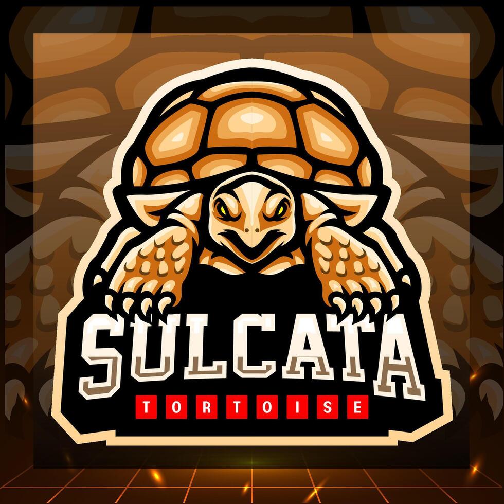 Sulcata tortoise mascot. esport logo design vector