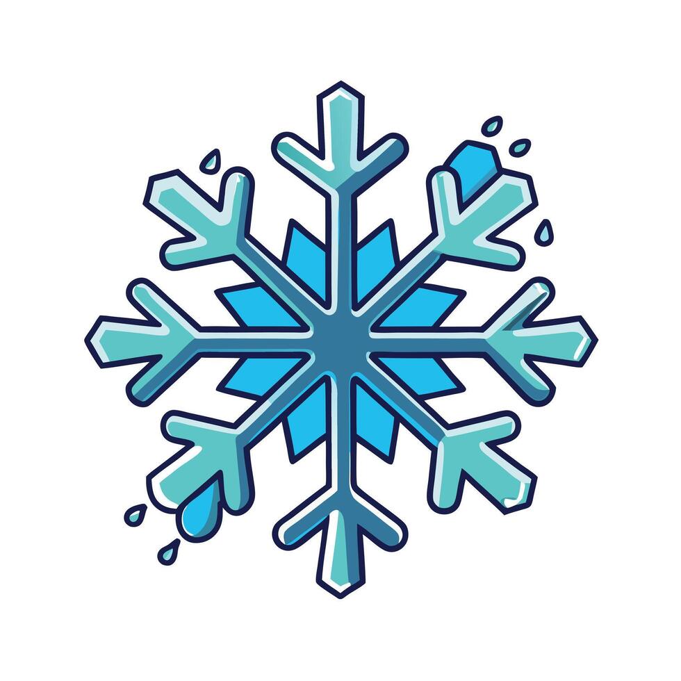 A Stunning Illustration of a Melting Snowflake with Icy Blue Hues vector