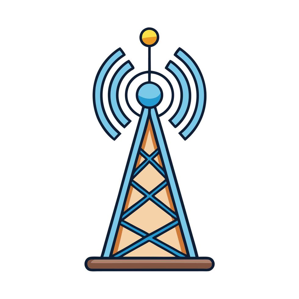 Communication Tower Wireless Signal Transmission Antenna Broadcast Technology vector