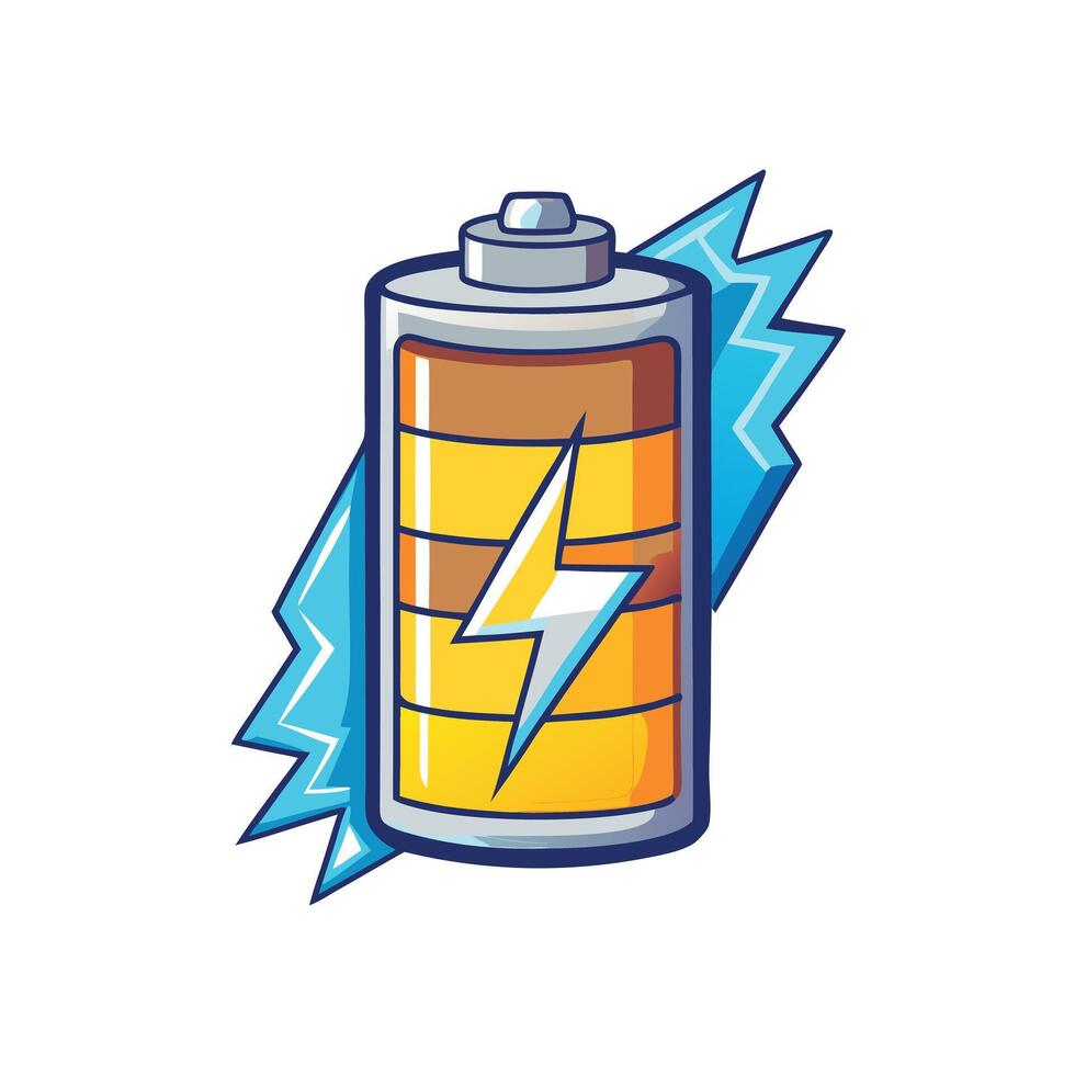 Fully Charged Battery Icon Cartoon Graphic Design Illustration vector